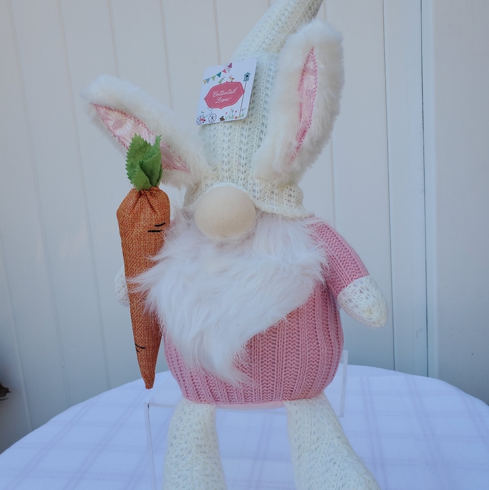 Cottontail Lane Easter Spring Sitting Weighted Plush Gnome With Carrot Decor